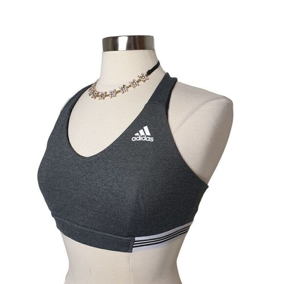 Adidas Women's Sports Bra Ace 3s Grey Sports Bra Mid Impact Medium - Picture 2 of 5